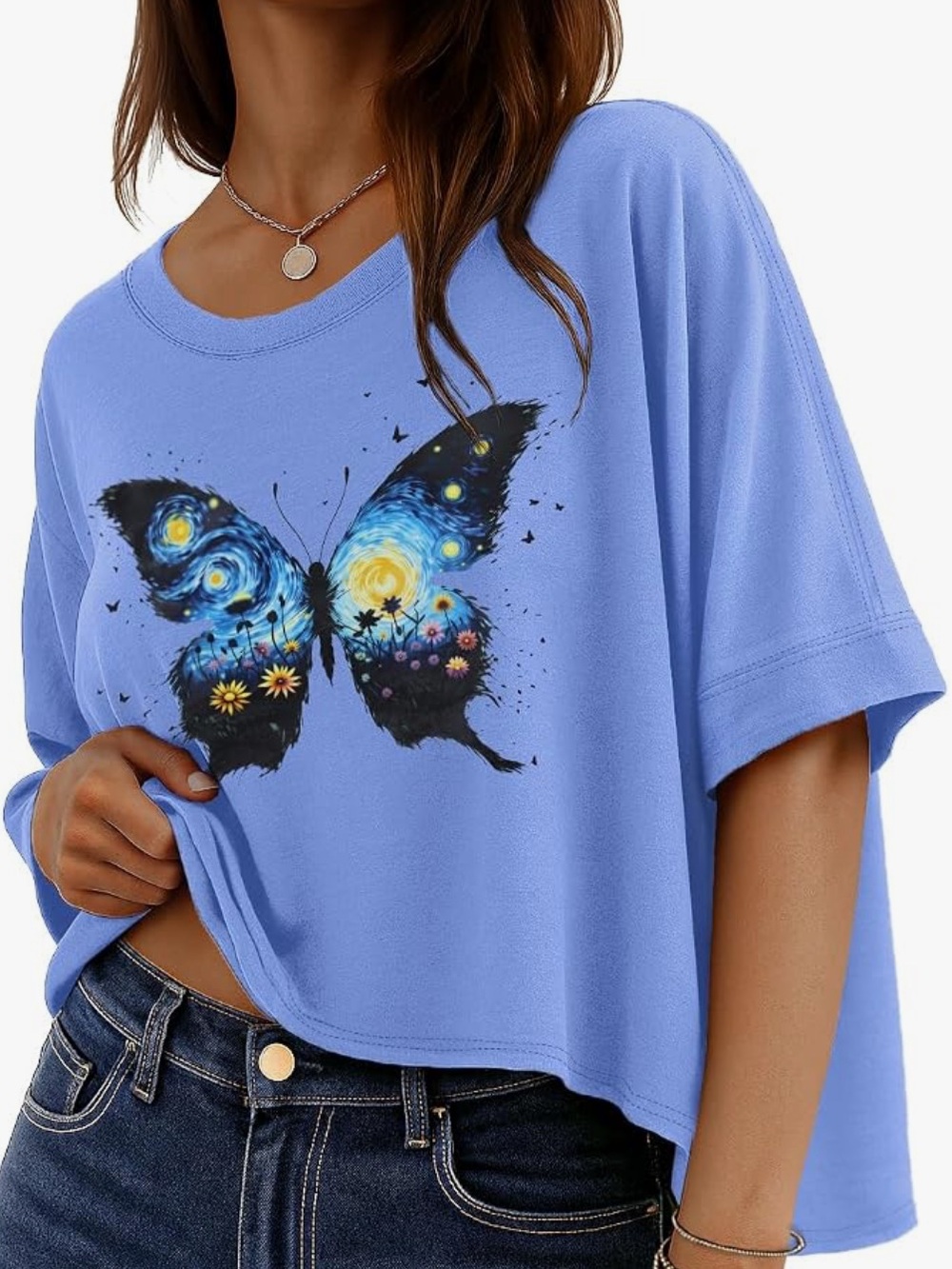 Blue Butterfly Graphic Women's Tee
